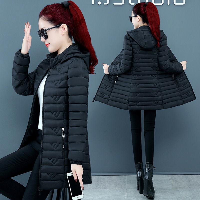 Mărimi Mari Jachetă de Puf Ușoară, Groasă, Călduroasă, de Lungime Medie pentru Femei, Toamnă Iarnă, Slim, Casual