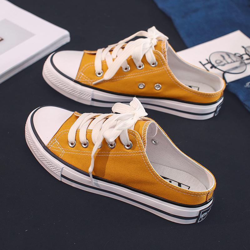 Summer casual low-top shallow-mouth canvas shoes half-tray women's cloth shoes lazy shoes student cloth shoes
