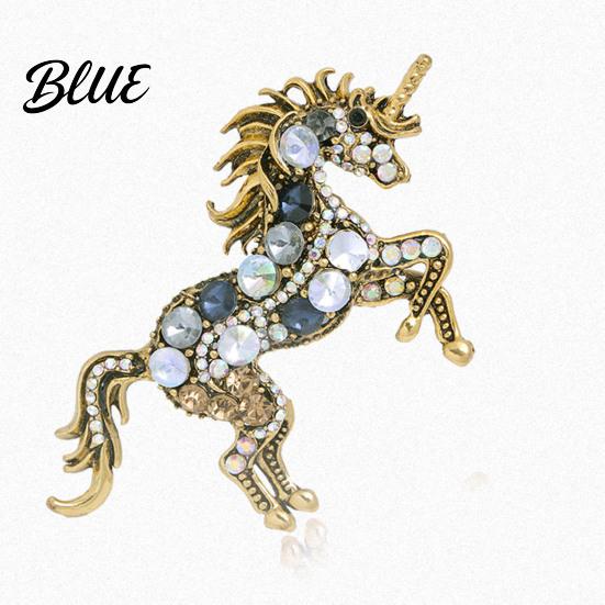 Exquisite Unicorn Accessory Retro Brooch Rhinestones Inlaid Lapel Pin Artistic