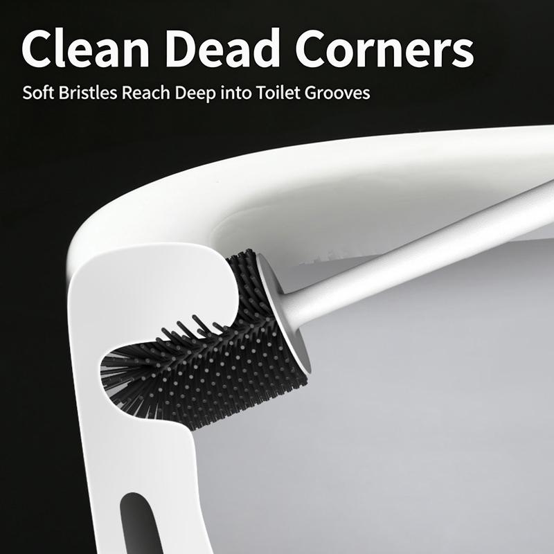 Silicone Toilet Brush Wall Mounted Breathable Holder Soft Bristle Odor Free Bathroom Toilet Cleaning Supply