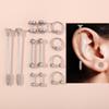 12 Pcs/set Ear Studs Stainless Steel Piercing Jewelry Long Ear Bone Barbell Ear Nail