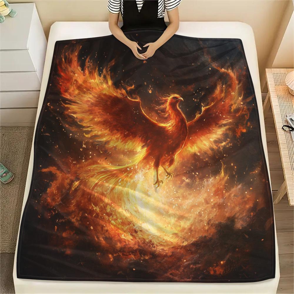 Sparkling Phoenix  Print Flannel Blanket, High quality Comfortable for All Seasons, Home Decor, Warmth and Comfort