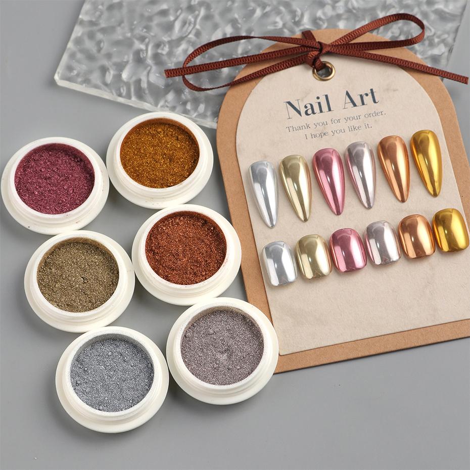 Xiaomi 6 Colors Mirror Chrome Nail Powder Metallic Silver Gold Pigment Dust Mirror Effect Nail Art Chrome Powder Manicure Decorations