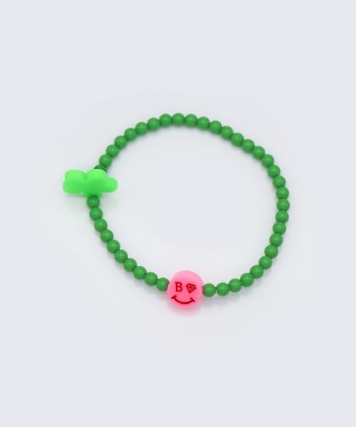 Bonbeau Aloha Color Acrylic Ball Bracelet Color Smile And Flower Charm Point Acrylic Ball Bracelet