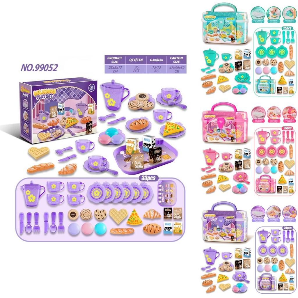 Colorful Eating Utensils Playset With Realistic Kitchen Accessories Storage Box For Children