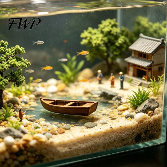 Retro Fishing Boat Model 3D Printed Vintage Wooden Rustic Old Ship Figurine Miniature Maritime Decoration for Display Shelf Nautical Decor Fisherman