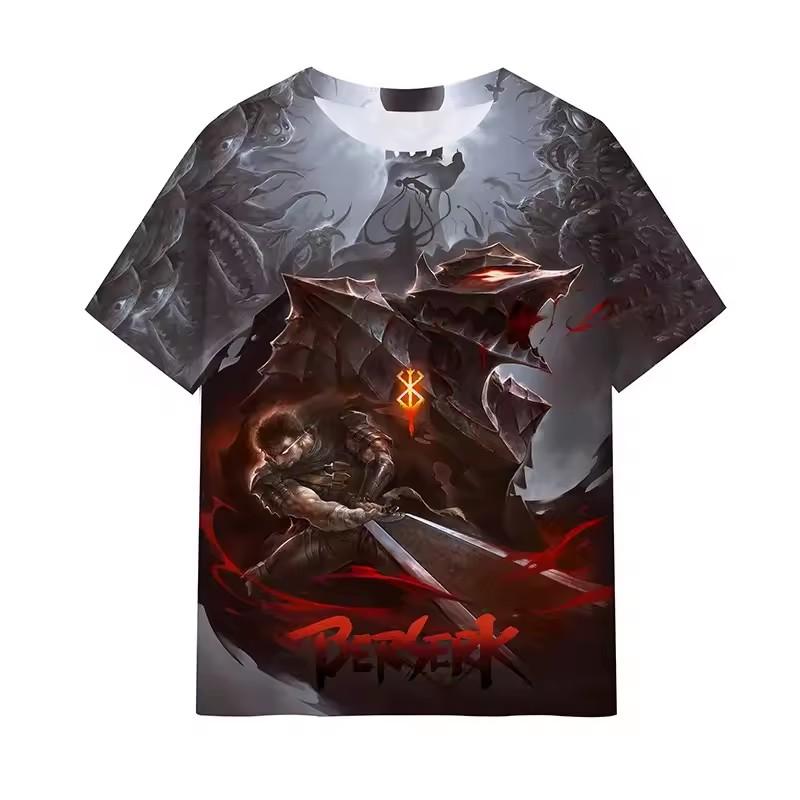 Anime Berserk T Shirt 3D Print Men Hip Hop T-shirts Summer Round Neck Short Sleeve Tops Harajuku Tees Man Clothing