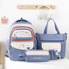 Four Piece Multi-purpose Backpack Set  Elementary School Backpack  Large Capacity Crossbody Handbag for Junior High School Students