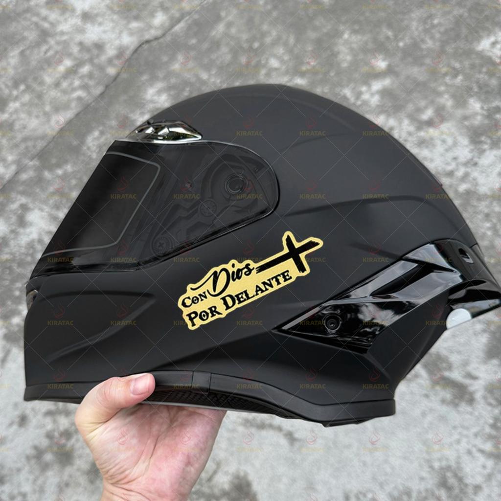 Gold Dios Por Delante Motorradaufkleber Wasserdicht für Motorradhelm Kraftstofftank Auto Tankdeckel Fahrrad Universal Vinyl Aufkleber