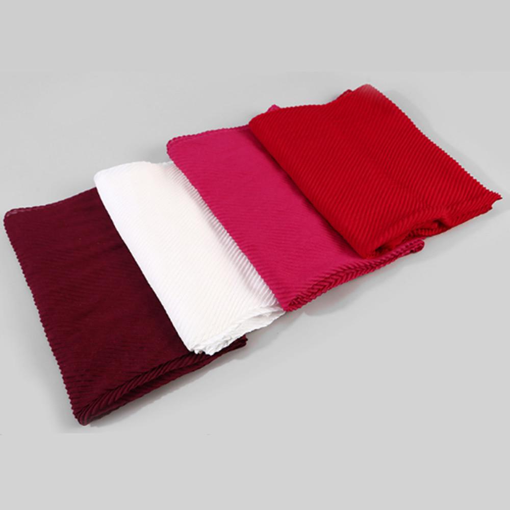 HongBiTu Frauen Reine Farbe Schal Wrap Schal Stola Falten Streifen Hals Wraps Islam Muslim WJ005
