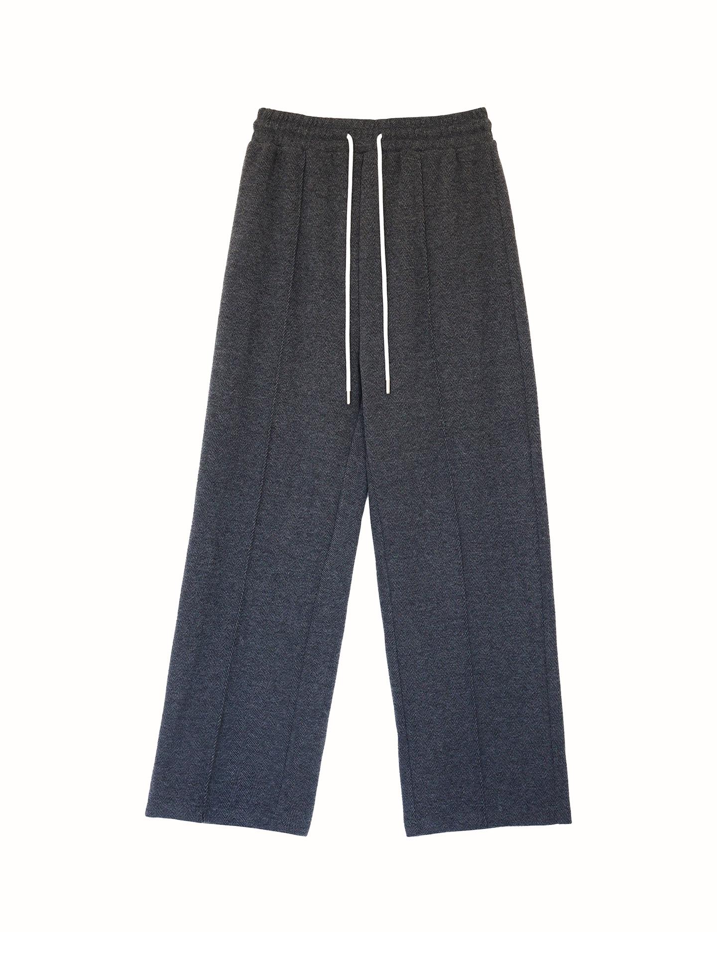 

Plus Size Women s High-Waisted Herringbone Wide-Leg Drawstring Pants 3XL (80-90 kg) темно-серого