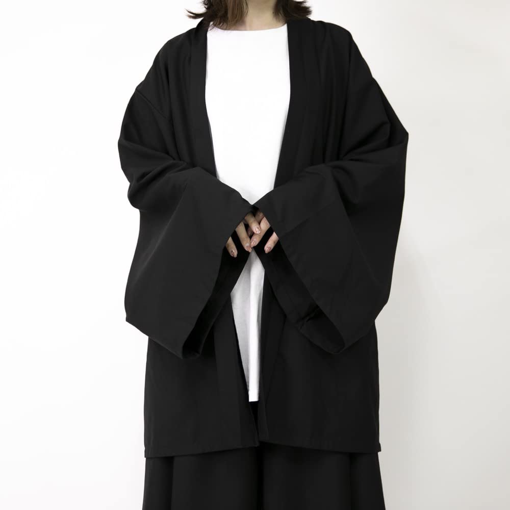 Le Sucood Yukata Motif Japanese Style and Plus Loose Unique Summer Solid Black Cardigan, Jinbei, Kimono, Hakama, Haori, Men's Women's, Sizes, Fit,