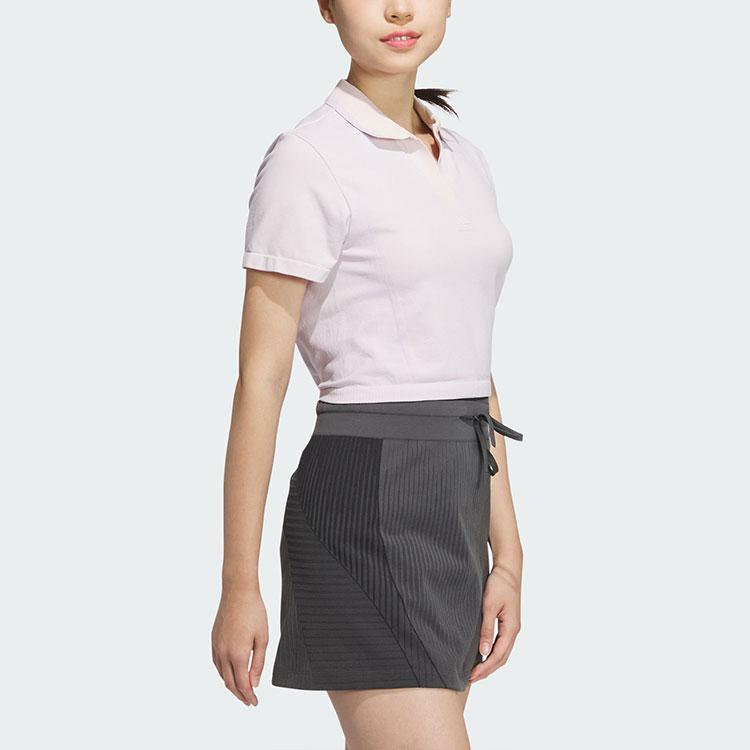 Adidas Seamless Polo Shirt Solid Color Simple Quick-Dry Sports Casual Short Sleeve Polo Women Tops Purple Pink JE1438