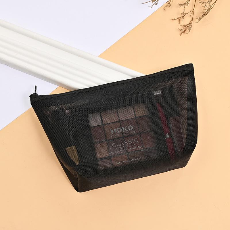 Popular Portable Nylon Mesh Makeup Bag – Transparent Small Cosmetic and Toiletry Storage for Travel