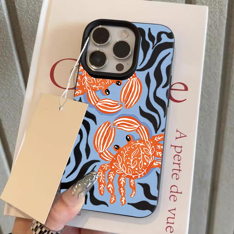 

Orange Crab Wave Line Phone Case For iPhone 17 Pro Max 16 15 14 13 12 11 Pro 14 15 Plus 17Air Shockproof Silicone Soft Cover iPhone 11