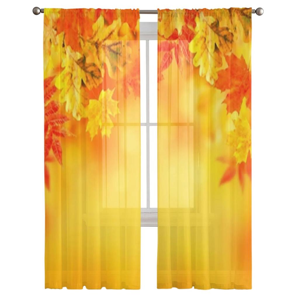 Podzimní listí Průsvitné závěsy Ložnice Voálový závěs Obývací pokoj Průsvitné závěsy Kuchyně Tylové závěsy