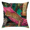 Leopard Tropical Floral Pattern Double-Sided Printed Pillow Cover Short Plush Suitable Living Rooms Bedrooms Throw Cushion Cover