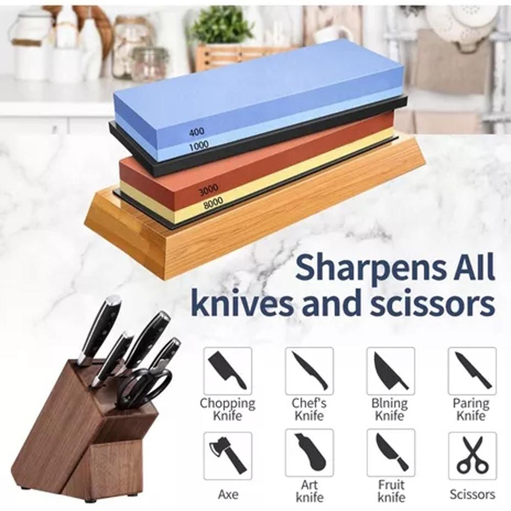 4001000 30008000 Grit Premium Whetstone Set Cut Sharpening Stone Kit Sharpener for All Blade