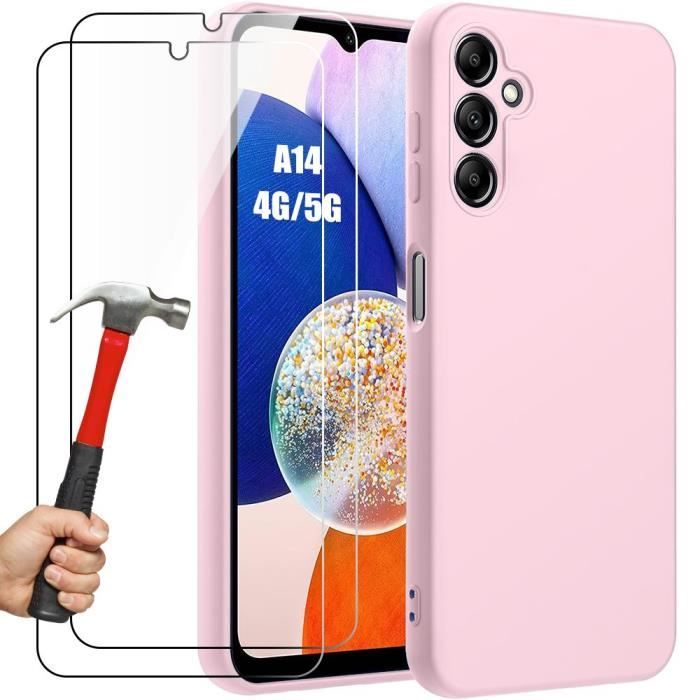 Coque - BOOLING - pour Samsung Galaxy A14 4G-5G - Silicone Liquide Rose Clair - Effet Mat - Protection Renforcée