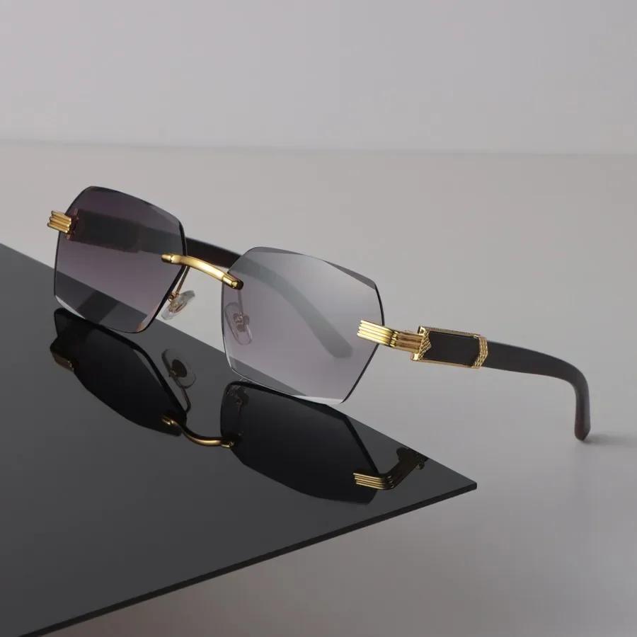 Designer Square Sunglasses Women Men Retro Black Sun Glasses Luxury Personality Eyewear Mirror Rimless Brand