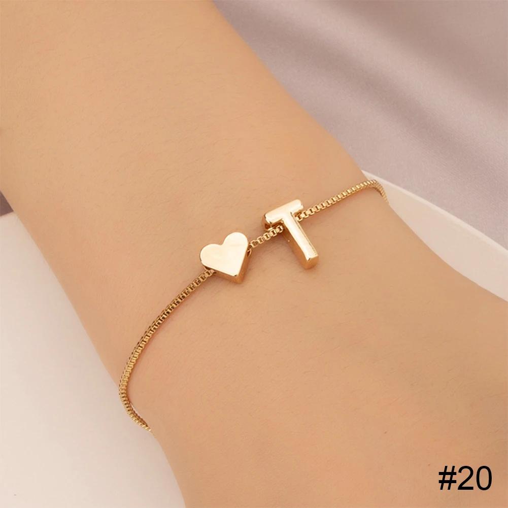 Simple Fashion Love Letter Bracelet Retro Adjustable Alloy Letter Bracelet Women Hand Jewelry Accessory