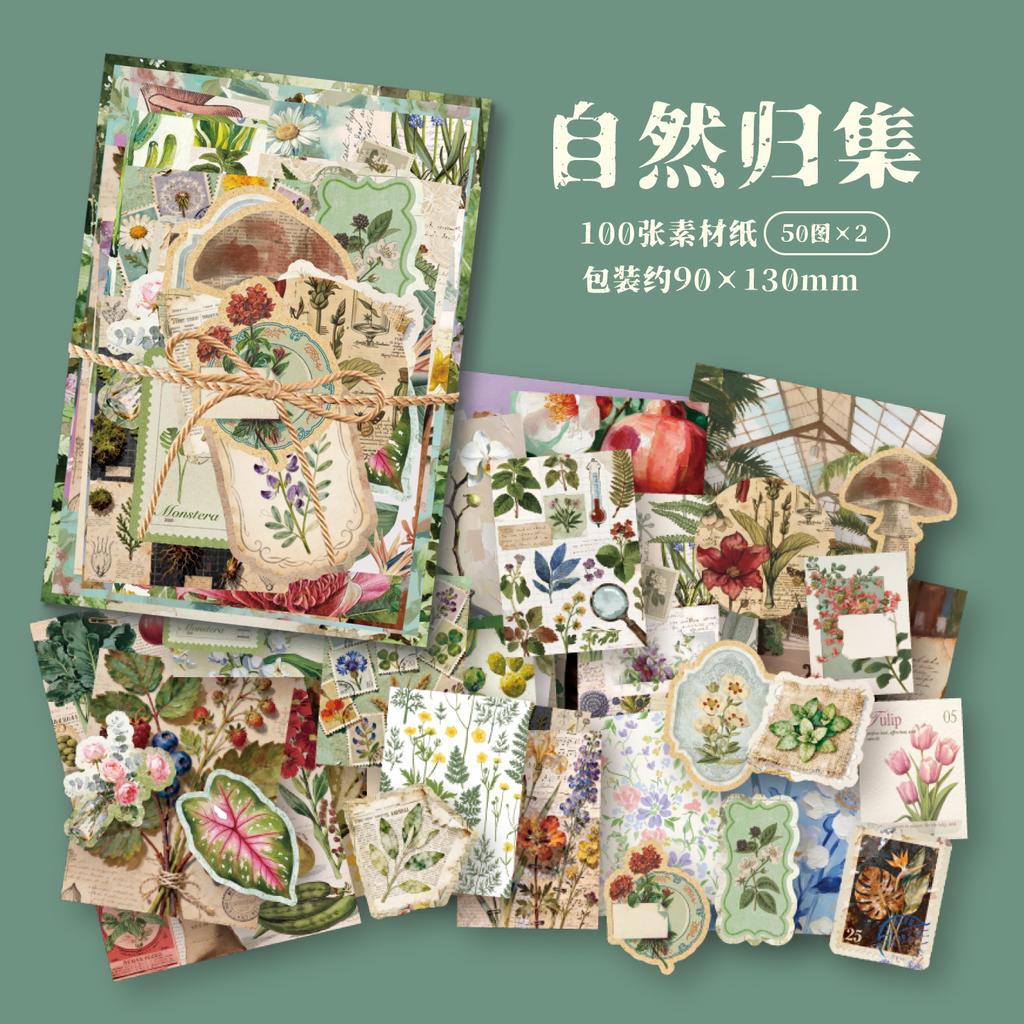 100sheets Memories of the Past 2.0 Retro Label Material Paper DIY Handmade Collage Scrapbook Aesthetics Journal Supplies