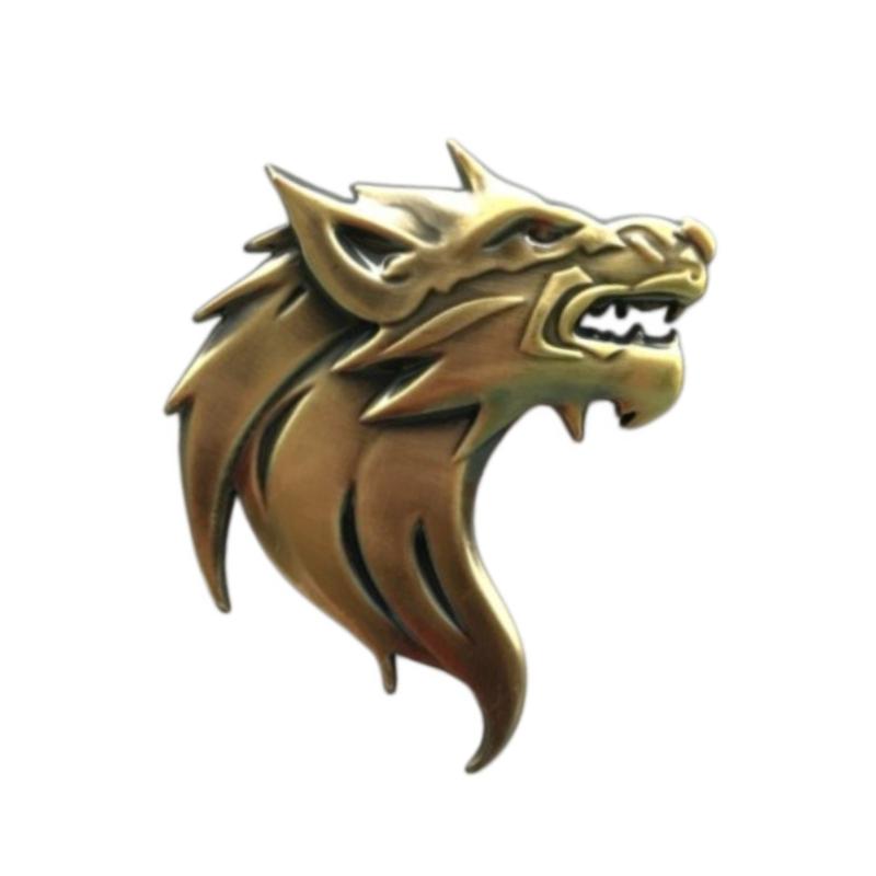 Car wolf head car sticker metal wolf head car logo wolf head mid-grid modified logo 3D three-dimensional wolf head faucet