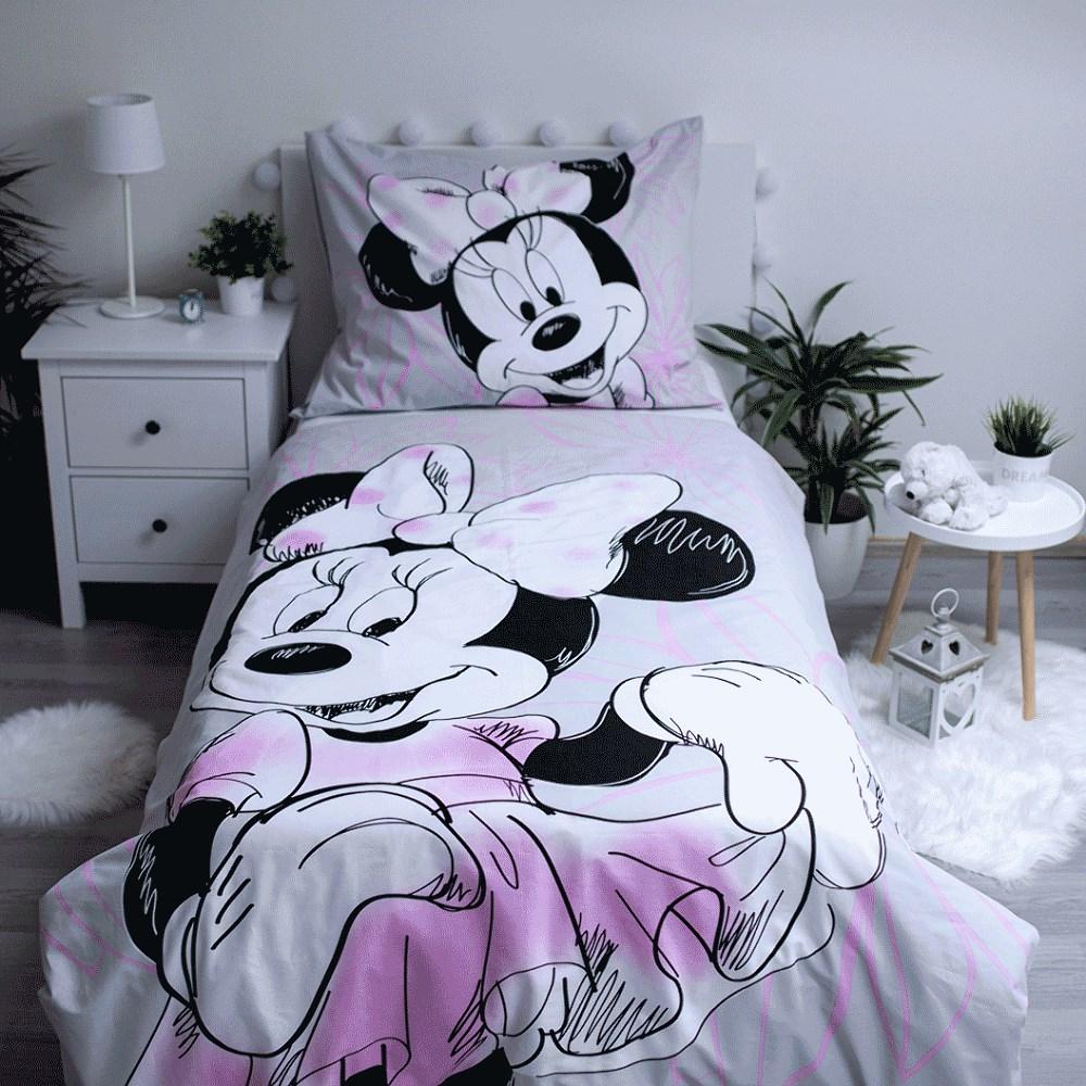 Pościel 140X200 Myszka Mini 1575 Minnie Mouse Poszewka 70X90 Jf 02