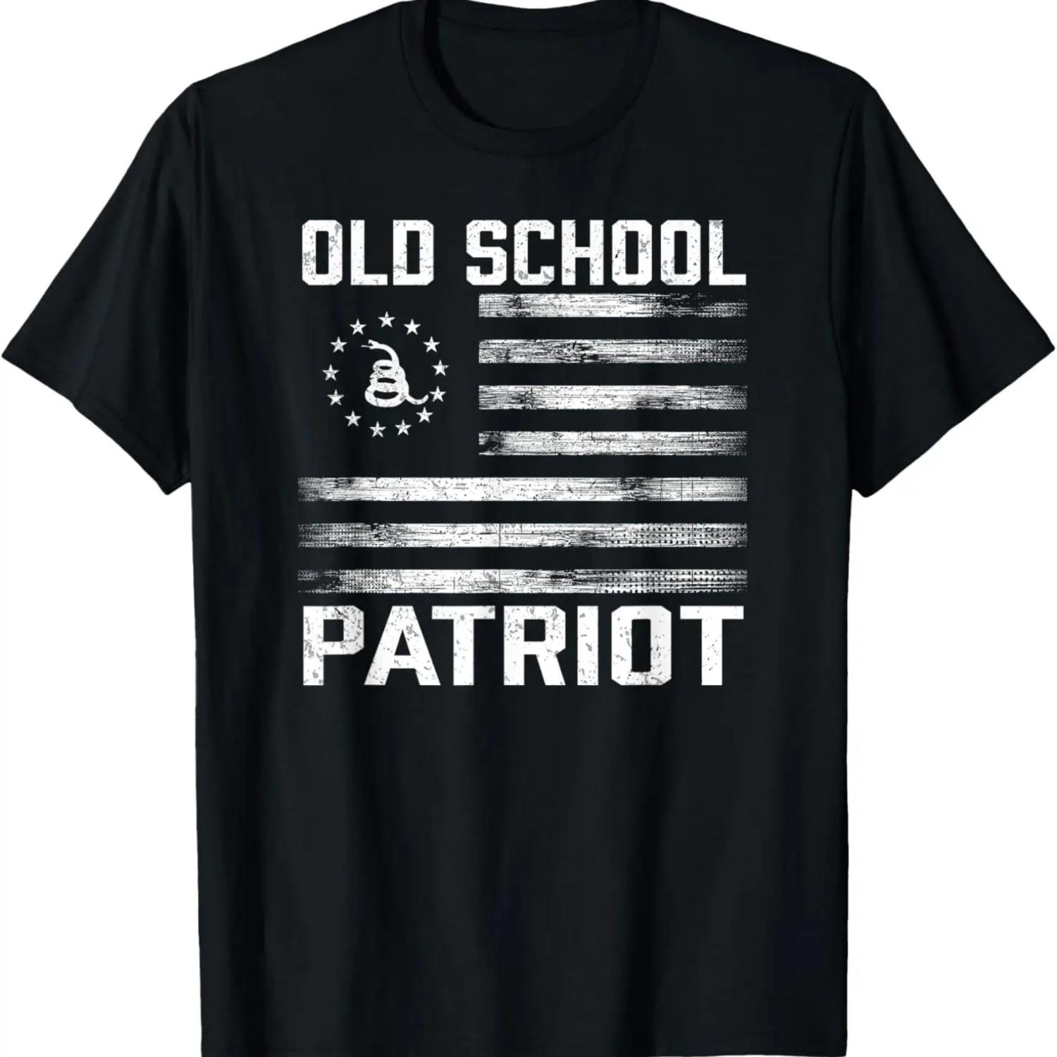 Old School Patriot - Patriotic Gadsden and Betsy Ross Flag T-Shirt S