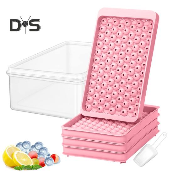 Mini forma na ledové kostky s lopatkou a úložným boxem Snadno vyjímatelná forma na led 104 kostek Výrobník ledových koulí do mrazáku pro chlazení nápojů, kávy, džusu