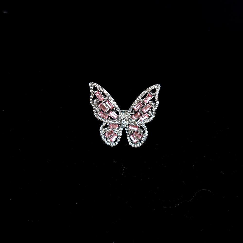 Sparkling Diamond Open Butterfly Ring - Elegant Women's Jewelry