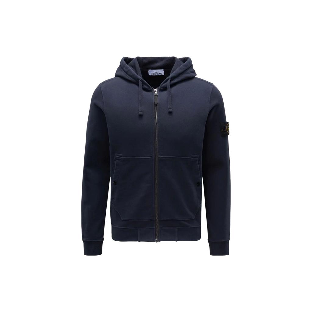 STONE ISLAND FW23 Solid Color Logo Pattern Drawstring Hoodie Men Hoodies Navy-Blue 791561620-V0020
