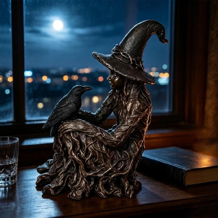 Entry Table Halloween Character Figurine Statue for Shelf Display, Indoor Seasonal Accent with Dark Theme Party Table Event Indoors