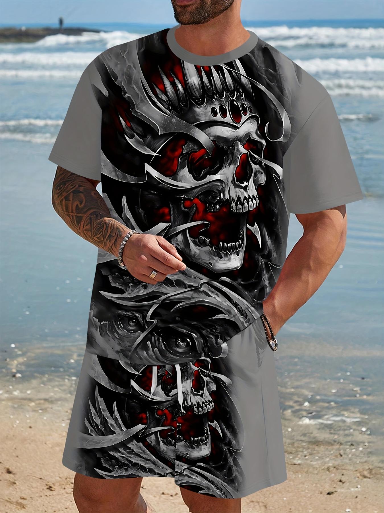 

3D Digital Print Men s Short Sleeve Shorts Set S