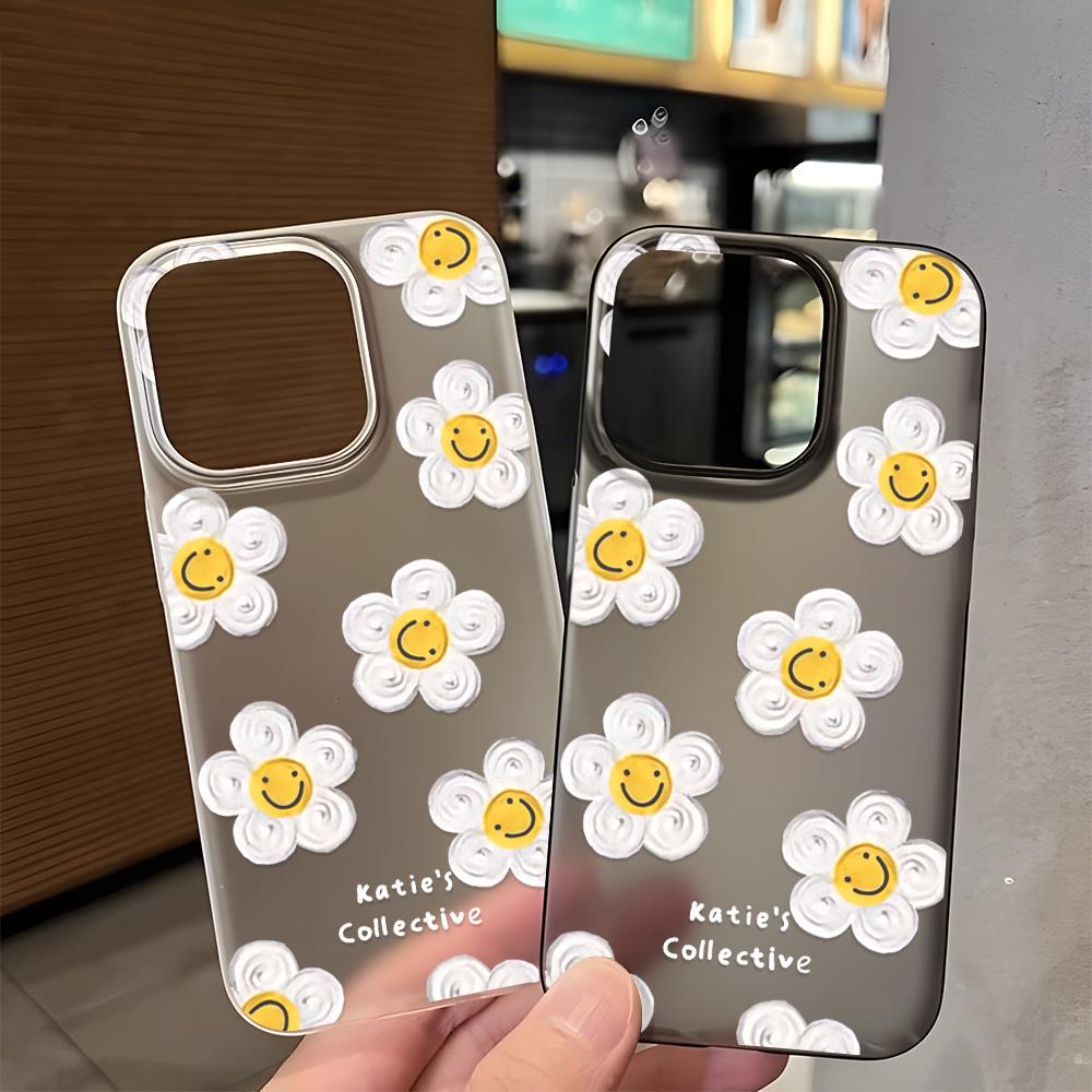 Coques de téléphone portable pour iPhone 11 13 15 Pro Max 12 14 Pro Max Coque iPhone 16 15 Plus 13 Pro 12 Texture givrée Fleurs de dessin animé peintes