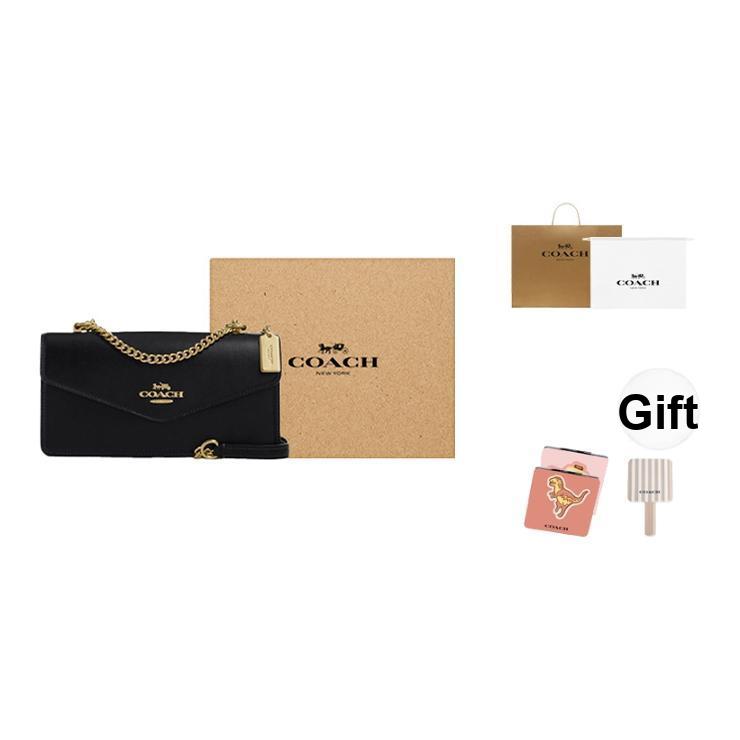 Coach Klare 26 Brand Micro Logo Chain Shoulder Strap Leather Envelope Bag Women shoulder bag Black CBI98-IMBLK