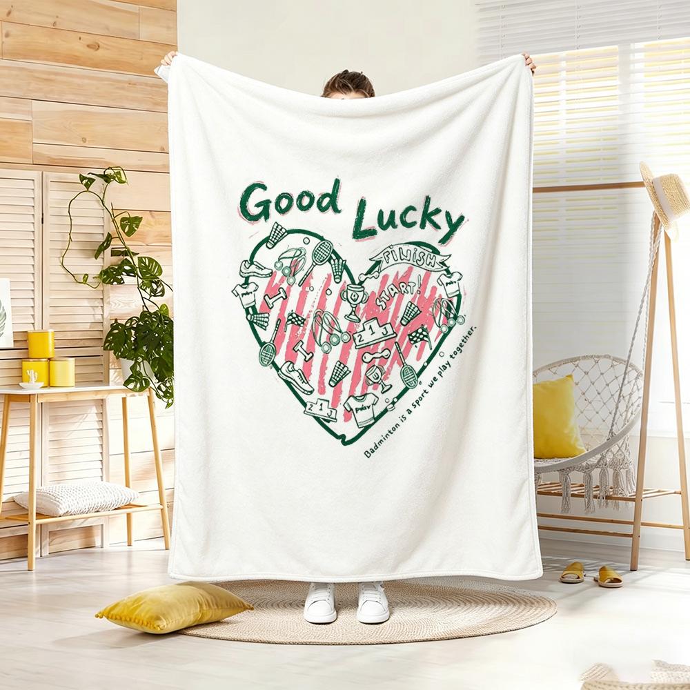 Cute Oil Painting Print Throw Lightweight 240G Flannel Blanket Soft Skin-Friendly For Summer Cooling