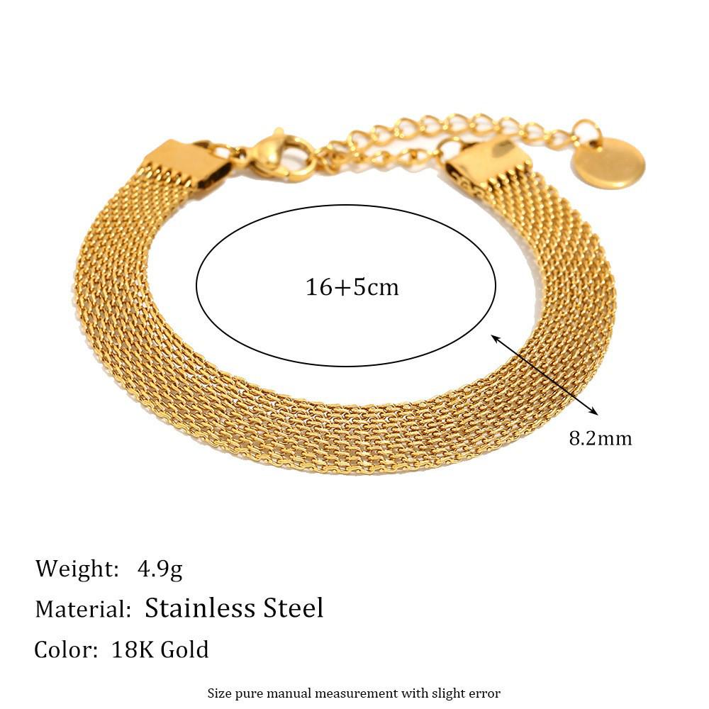 18K Gold-Plated Stainless Steel Paperclip and Rope Chain Bracelet for Women