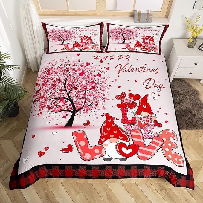 3D Valentine's Day Duvet Cover 2/3 Pieces Romantic Love Bedding Set AU/DE/EU Full Size Luxury Duvet Cover Polyester Soft Couple Cover