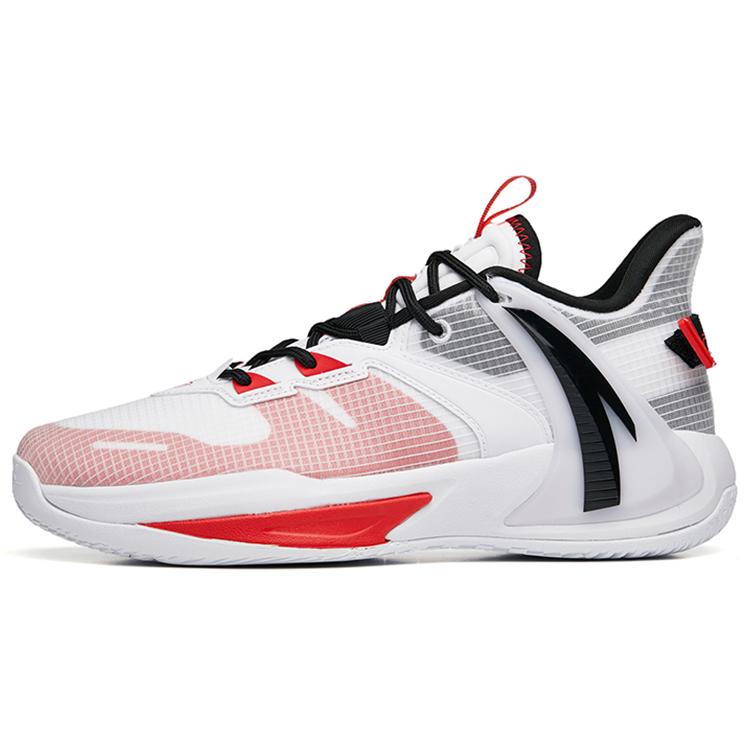 New Anta Swoosh 2.0 Anti Slip Wear Resistant Low Top Performance Basketball Shoes Men's White Red Black 112231606-4