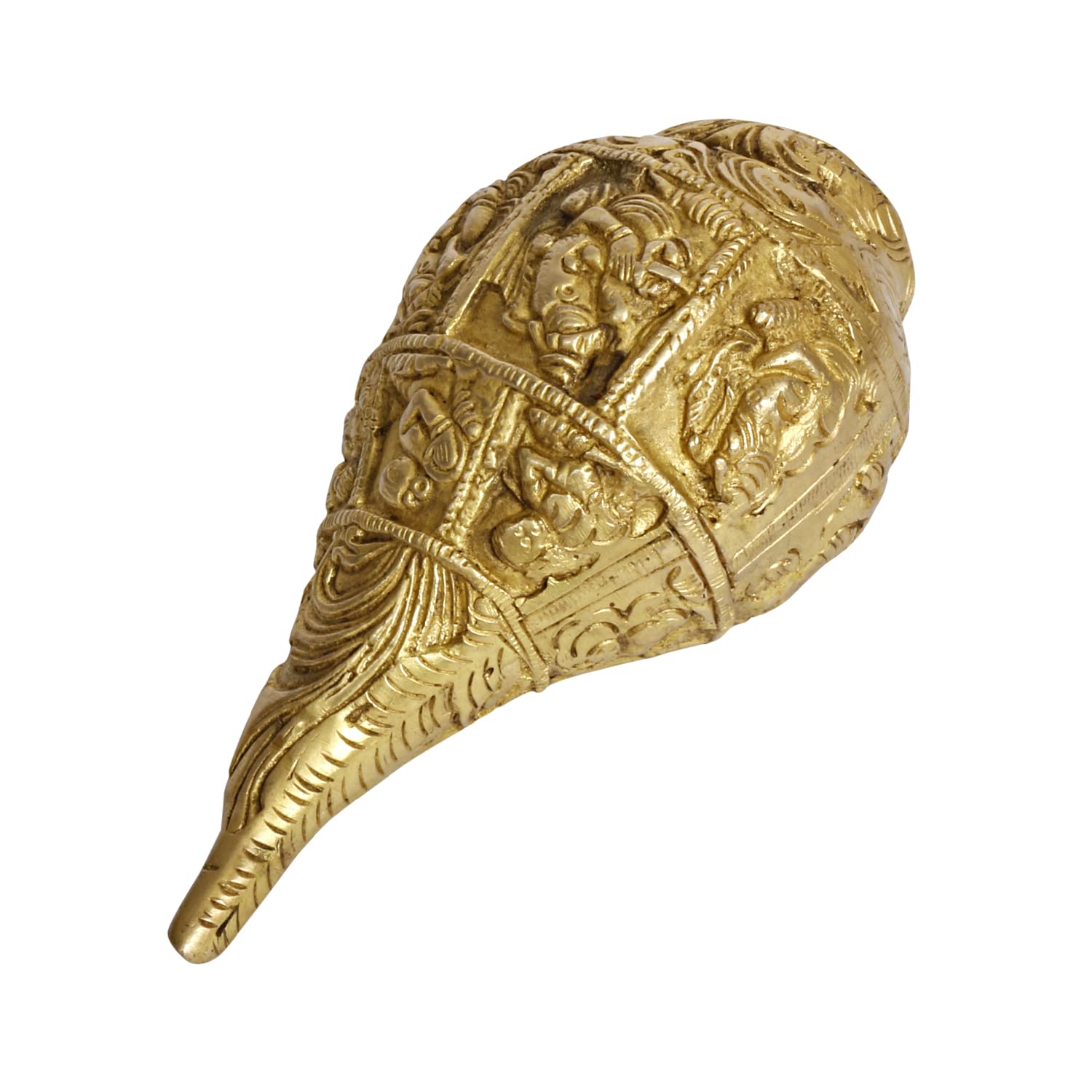 Золотая статуэтка Ганеши Шанкха с детальной гравировкой Лорда Ганеши - 4,33 дюйма