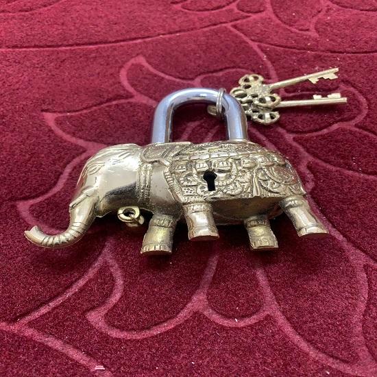 Elephant Padlock Solid Color Brass Padlock with Two Keys