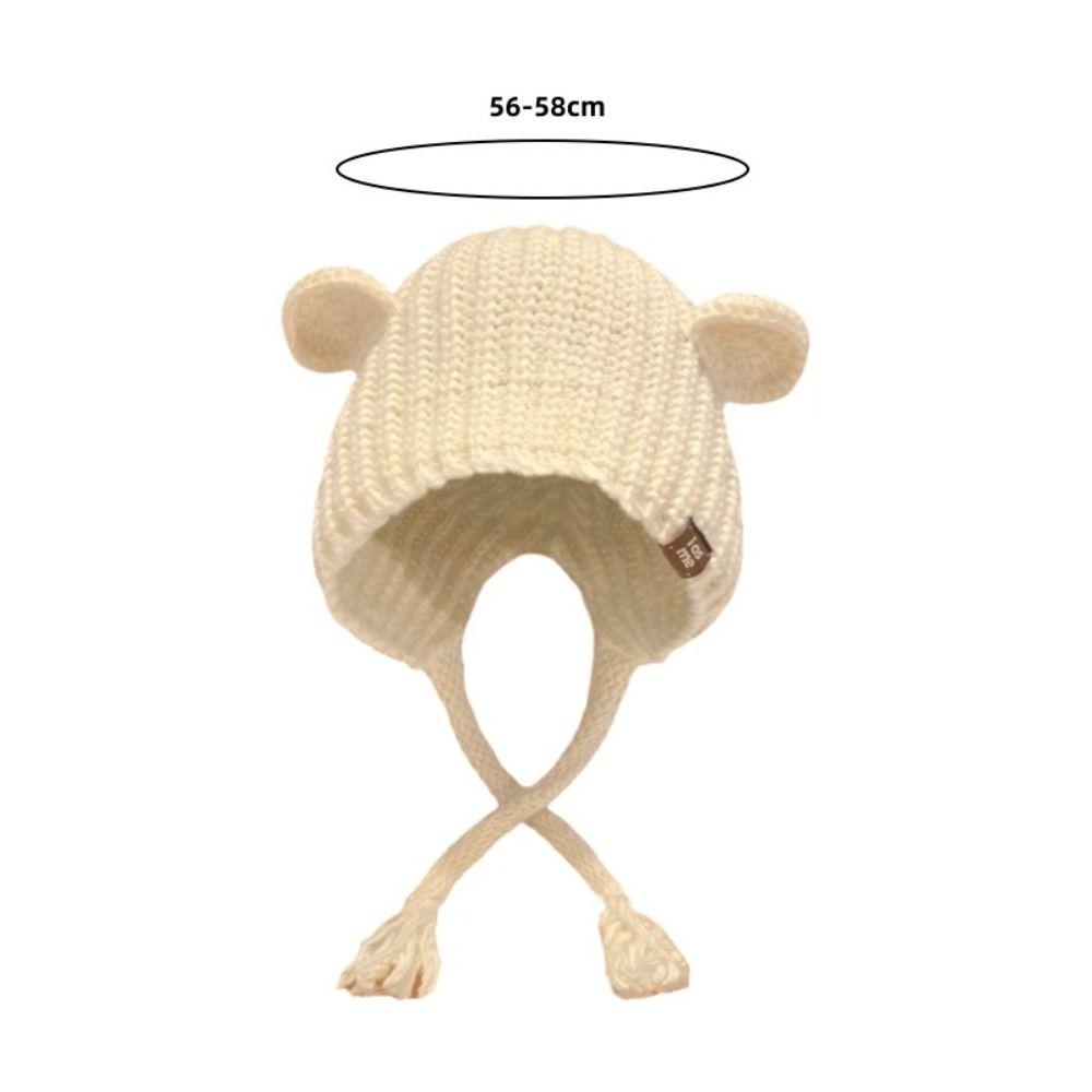 Einfarbige Strickmütze Ohrenschutz Ohrenwärmer Mütze Niedliche Ohrenschutzmütze Winter
