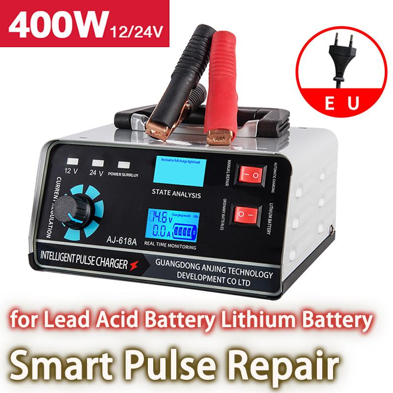 

12 В/24 В автомобильное зарядное устройство большой мощности 400 Вт зарядное устройство Trickle Smart Pulse ремонт свинцово-кислотных аккумуляторов литиевых аккумуляторов