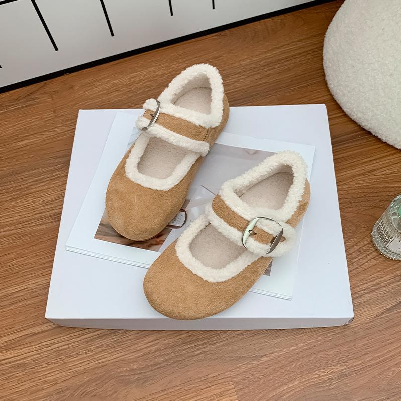 2025 winter new thick fluff shoes women's fashion versatile big head cute ugly Boken shoes comfortable warm cotton shoes