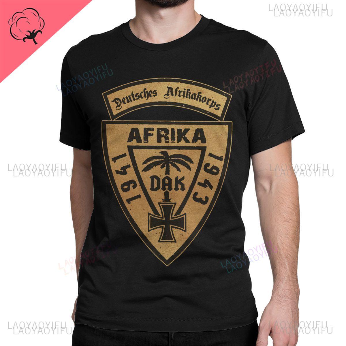 

Футболки с круглым вырезом DAK Deutsches AfrikaKorps Африка 1941-43 Футболки Вермахта для мужчин и женщин Футболка из чистого хлопка Топы с коротким рукавом XL