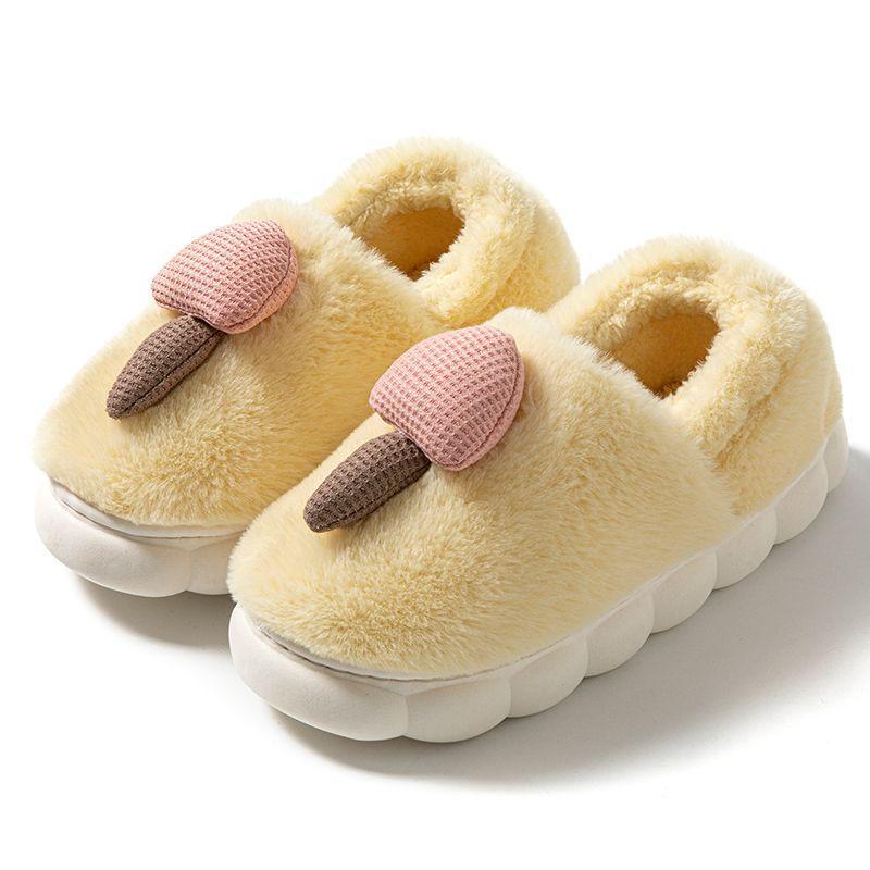 Stepping on shit cotton slippers can be worn outside in men's and women's seasons, indoor home non-slip thick-bottomed warm plush slippers