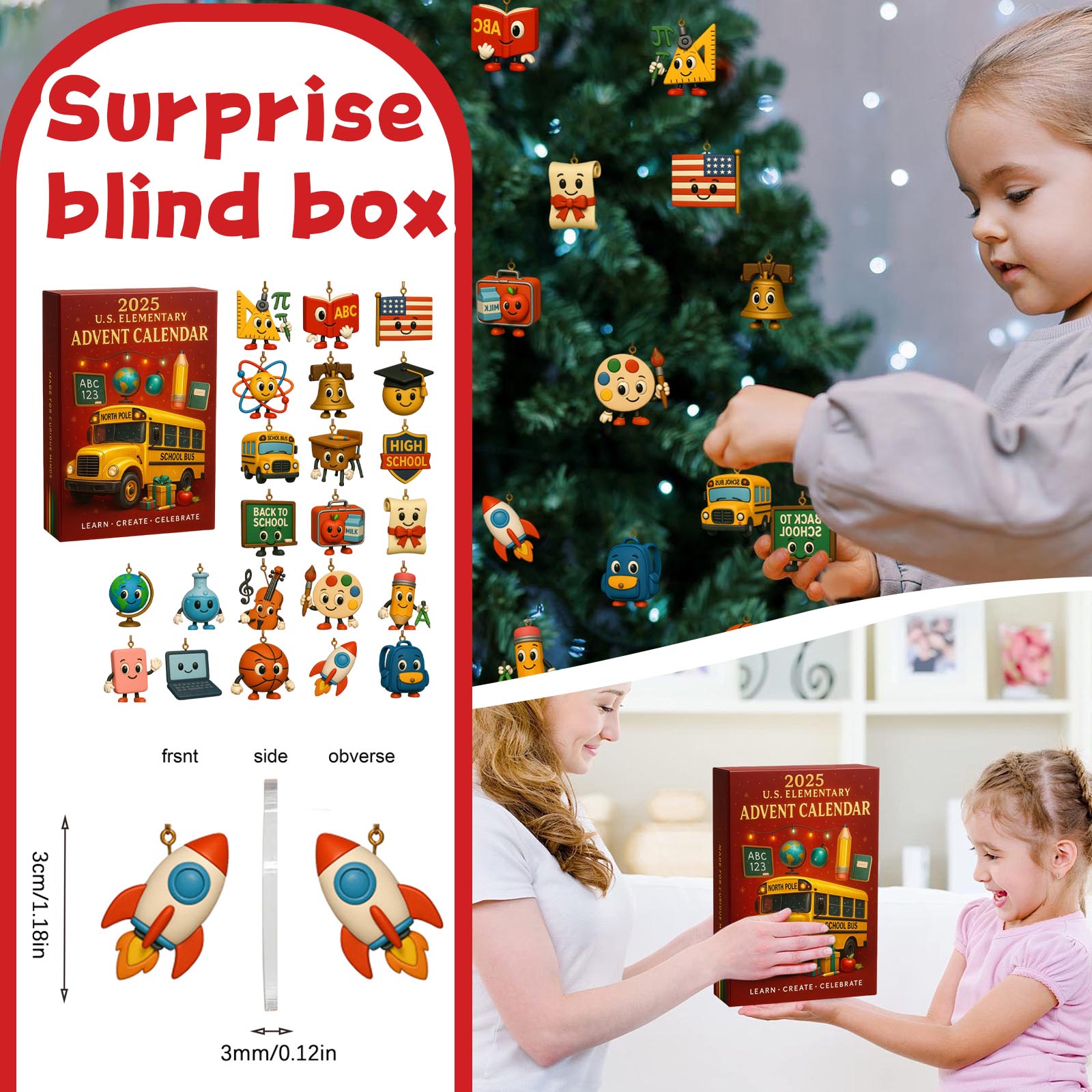 

Календарь обратного отсчета включает 24 подарка, календарь обратного отсчета и подарок-сюрприз One Size