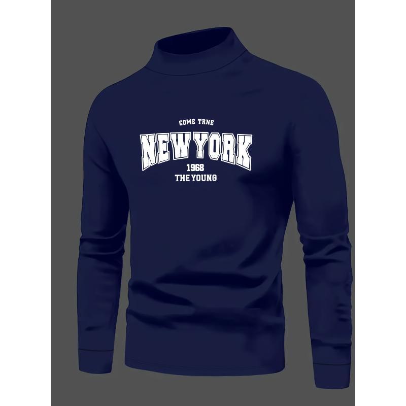

Men s Polyester Mock Neck Long Sleeve Shirt, Lightweight Soft & Perfect for Casual Streetwear XXL синій