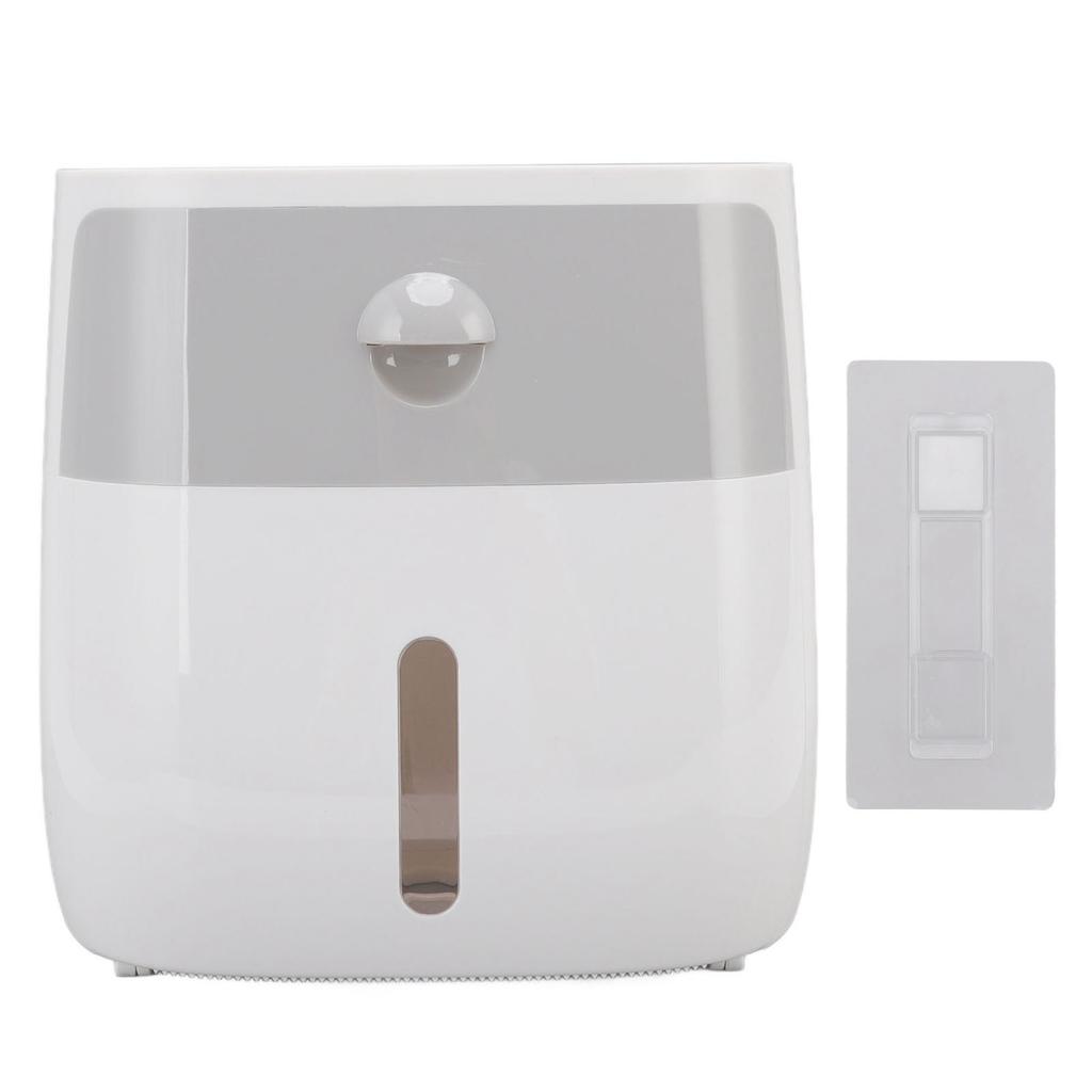 Tissue Holder Wall Mounted Toilet Paper Box Waterproof Roll Paper Storage Box With Push Button Gray White